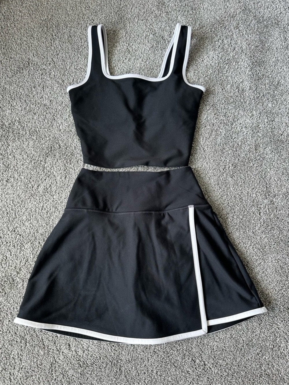Abercrombie & Fitch YPB sculptLUX Black w/ White Trim Skort + Top SET